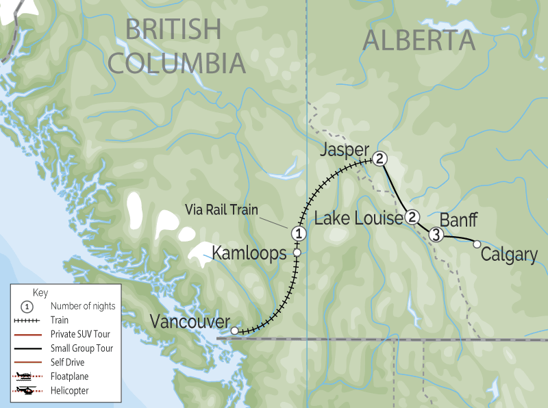 Canadian Rockies Winter Rail Wonderland VIA Rail map