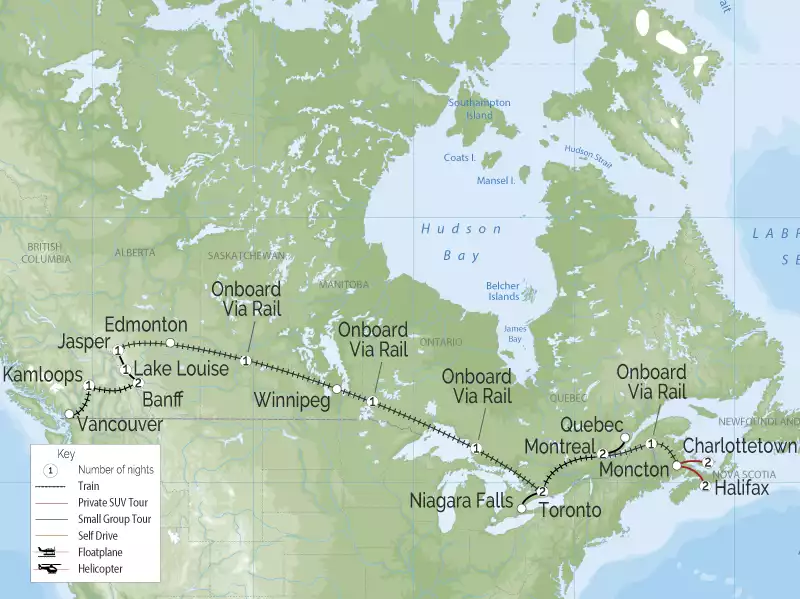 Grand Canadian Rail Tour | Halifax to Vancouver map