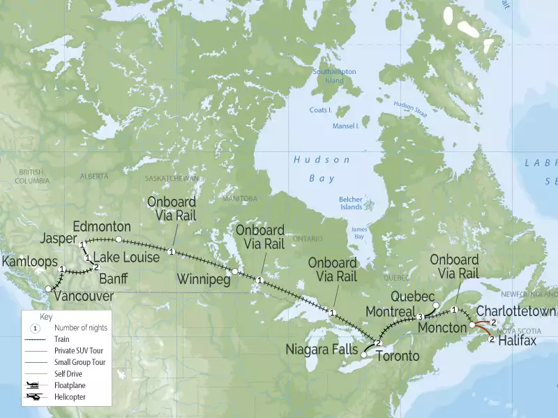 Grand Canadian Rail Tour | Vancouver to Halifax map