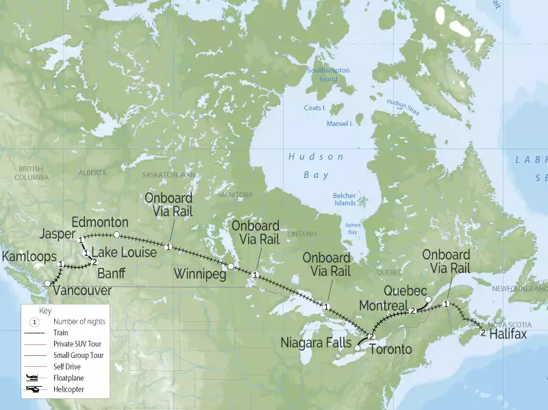 Trans Canada Rail Adventure | Halifax to Vancouver map